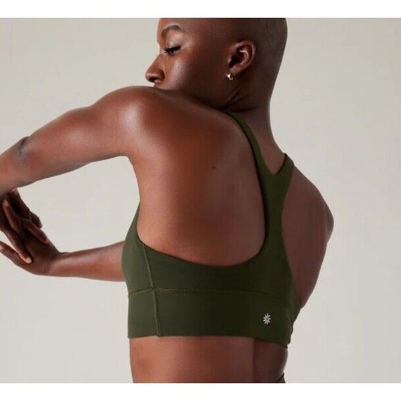 Athleta S Transcend Plunge Sports Bra Small D-DD Aspen Olive Green - Picture 3 of 8